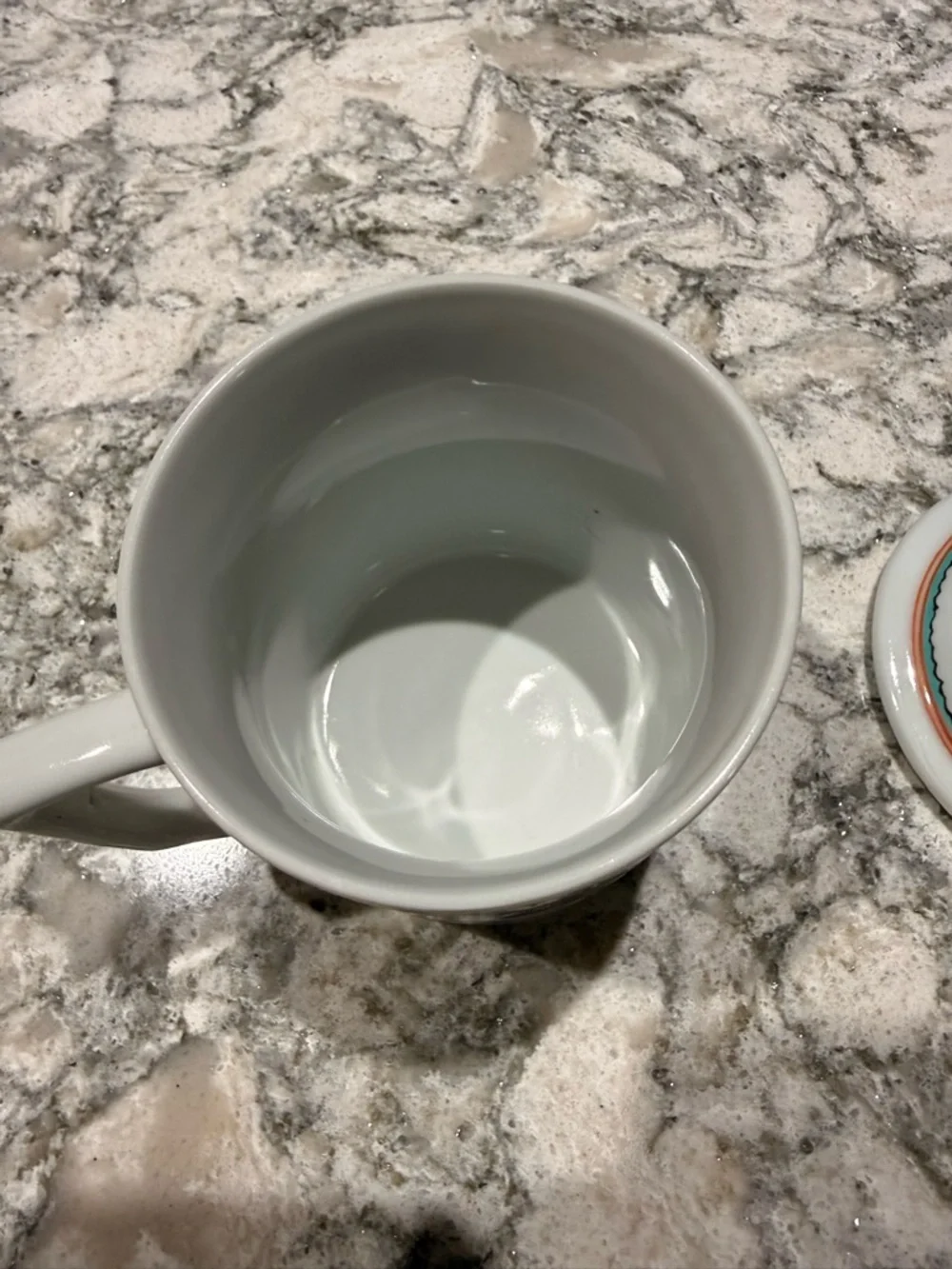 Vintage White Porcelain Tea Mug with Lid and Butterfly Motif